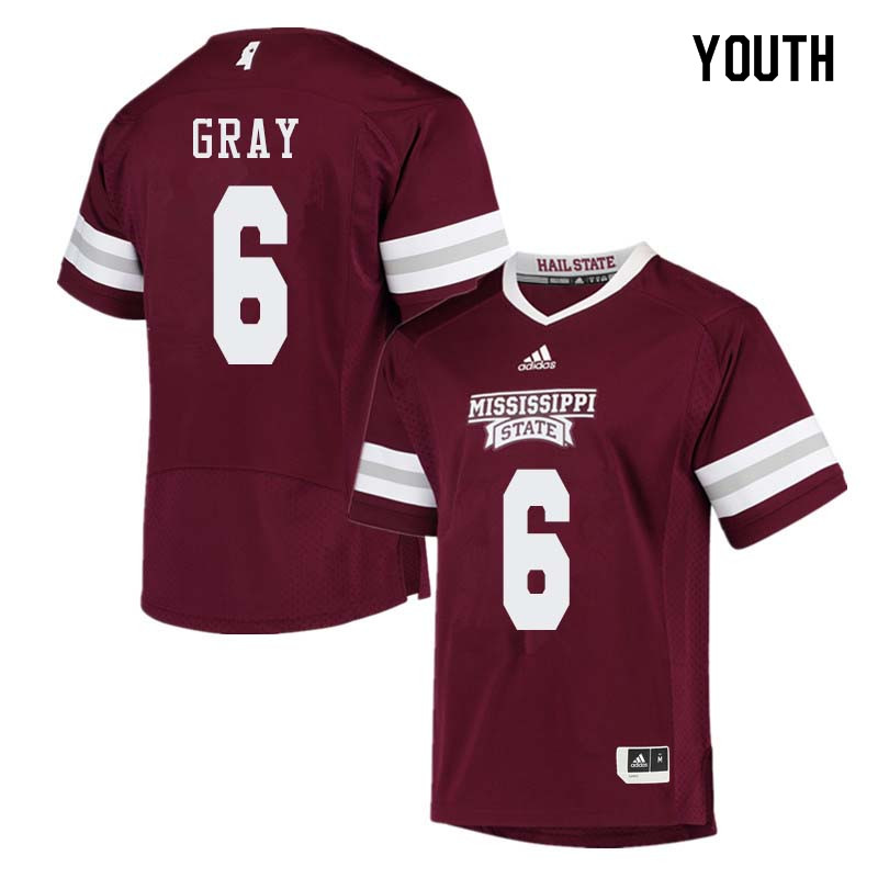Youth #6 Donald Gray Mississippi State Bulldogs College Football Jerseys Sale-Maroon